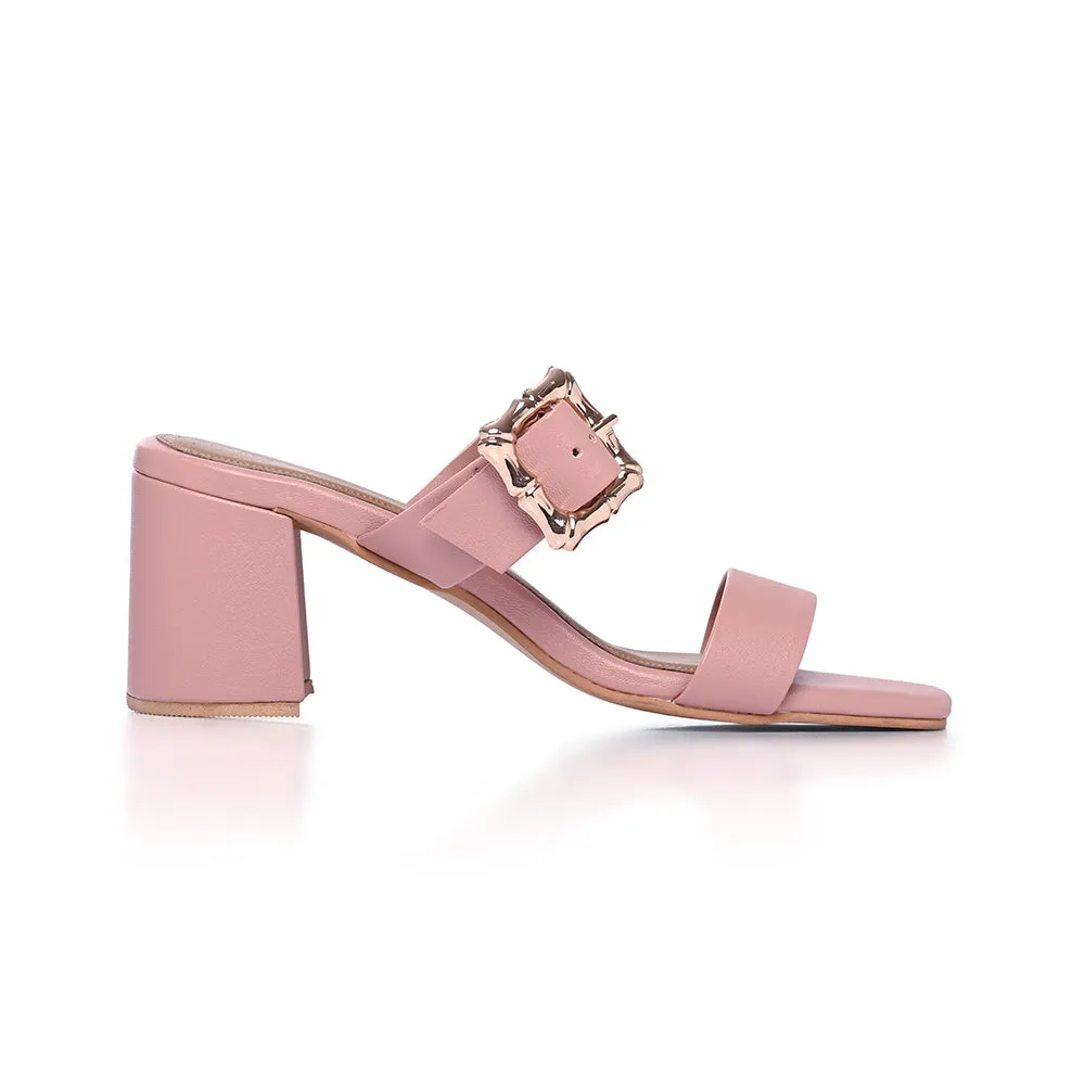 Rosepink Twin Strap Buckled Heels