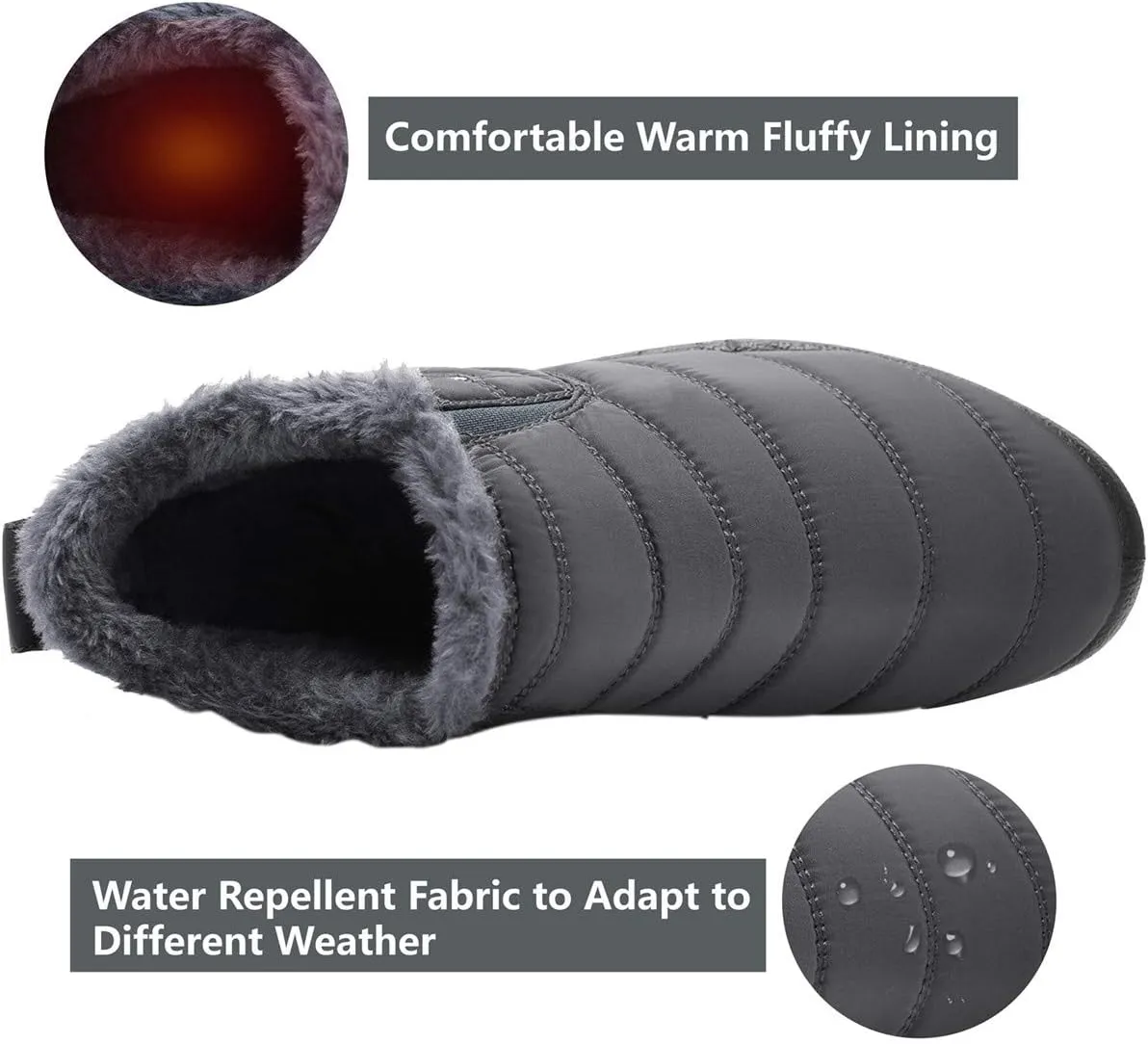 Scurtain Womens and Men Snow Boots Non-slip Ankle Winter Fur Booties for Couple
