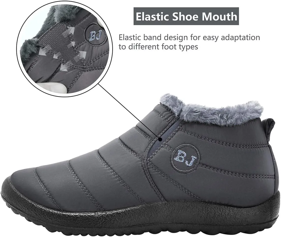 Scurtain Womens and Men Snow Boots Non-slip Ankle Winter Fur Booties for Couple