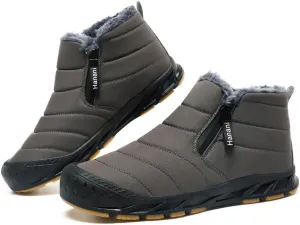 Snow Boots Mens Waterproof Winter Boots Fur Lined Warm Ankle Boots Zipper Closure Slip on Outdoor Boot Comfortable Walking Shoes