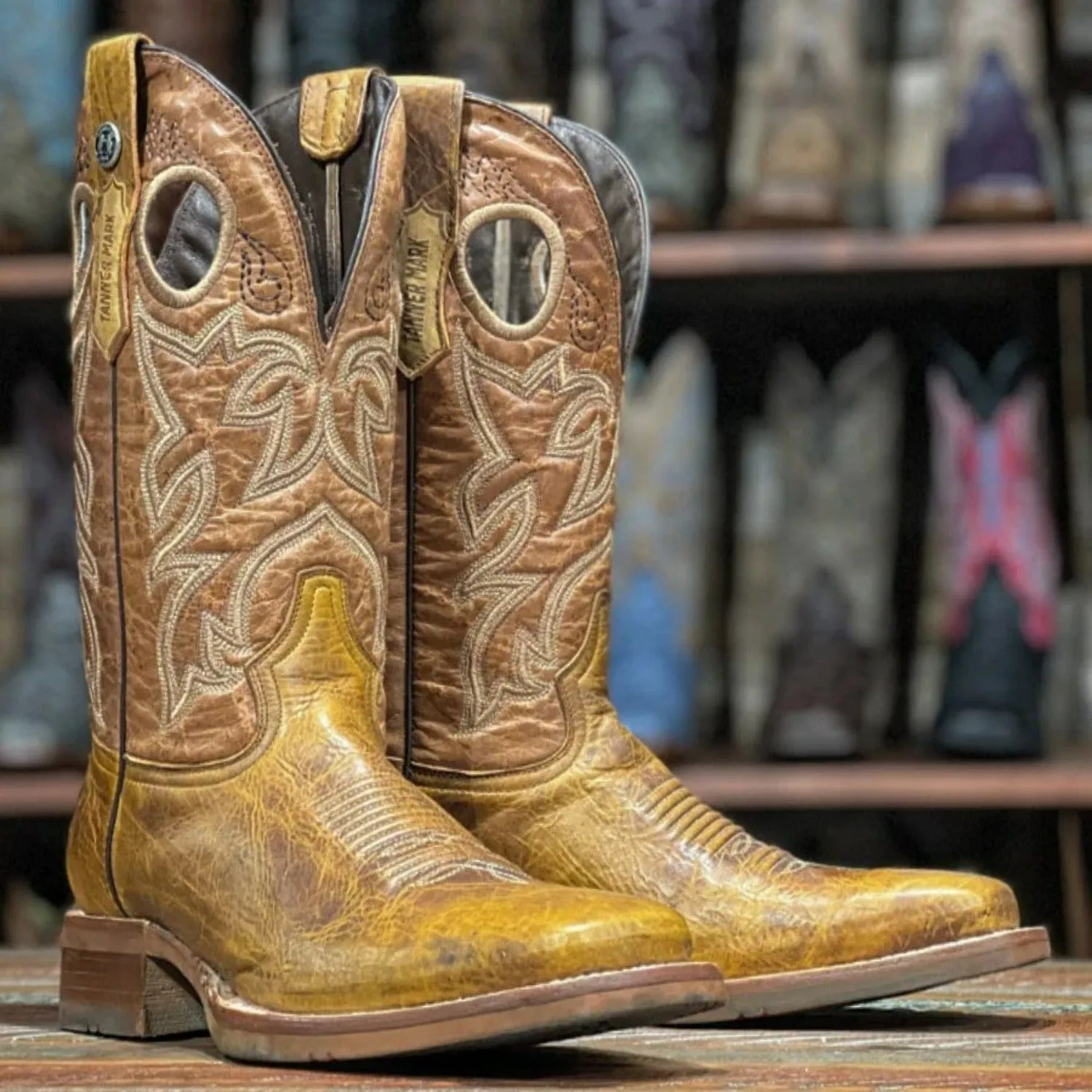 Tanner Mark Men's Gus Square Toe Leather Boots Damiana Tan (Orange) TM200742