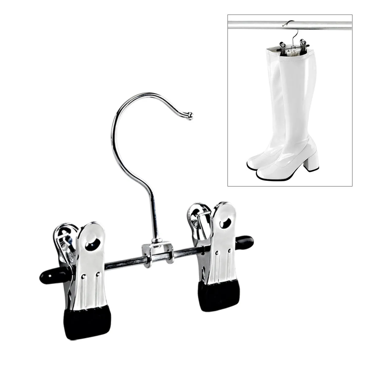 Thigh High Boots with 3-inch Block Heel Black or White GOGO-3000