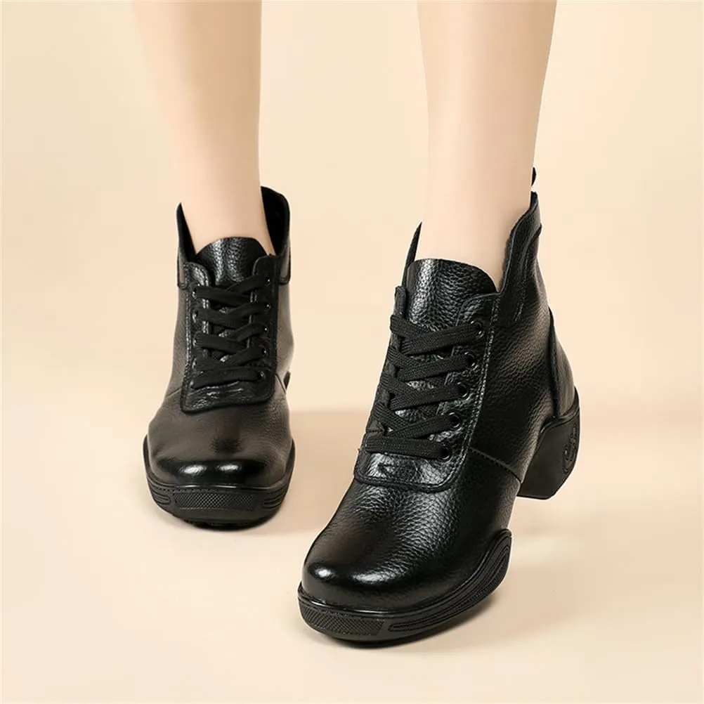 VEACAM Women's Leather Dance Shoes Lace-Up Ballroom Modern Teaching Practice Walking Dance Sneakers