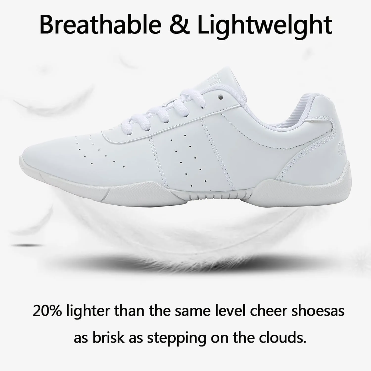 White Cheer Shoes Girls Dance Athletic Women Gymnastic Training Tennis Competition Sneakers Flexible Leather Cheerleading Tumbling Kid Youth Adult