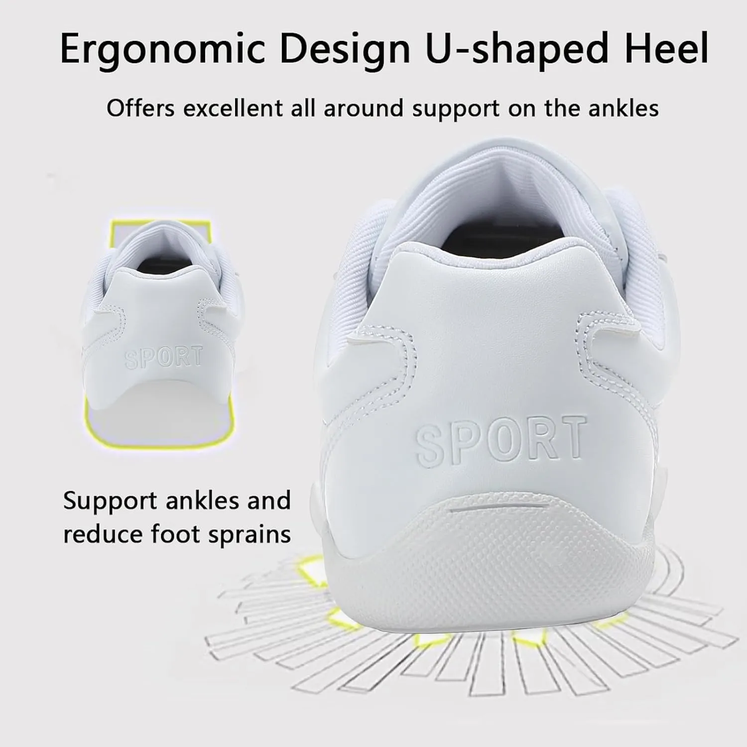 White Cheer Shoes Girls Dance Athletic Women Gymnastic Training Tennis Competition Sneakers Flexible Leather Cheerleading Tumbling Kid Youth Adult
