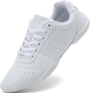 White Cheer Shoes Girls Dance Athletic Women Gymnastic Training Tennis Competition Sneakers Flexible Leather Cheerleading Tumbling Kid Youth Adult