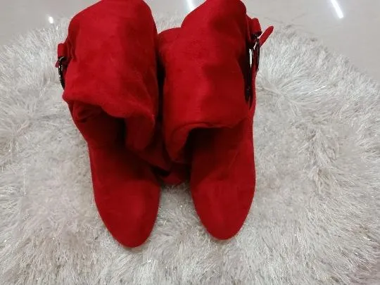 Women Long Boots Ladies Chunky Heel Suede Knee High Boots