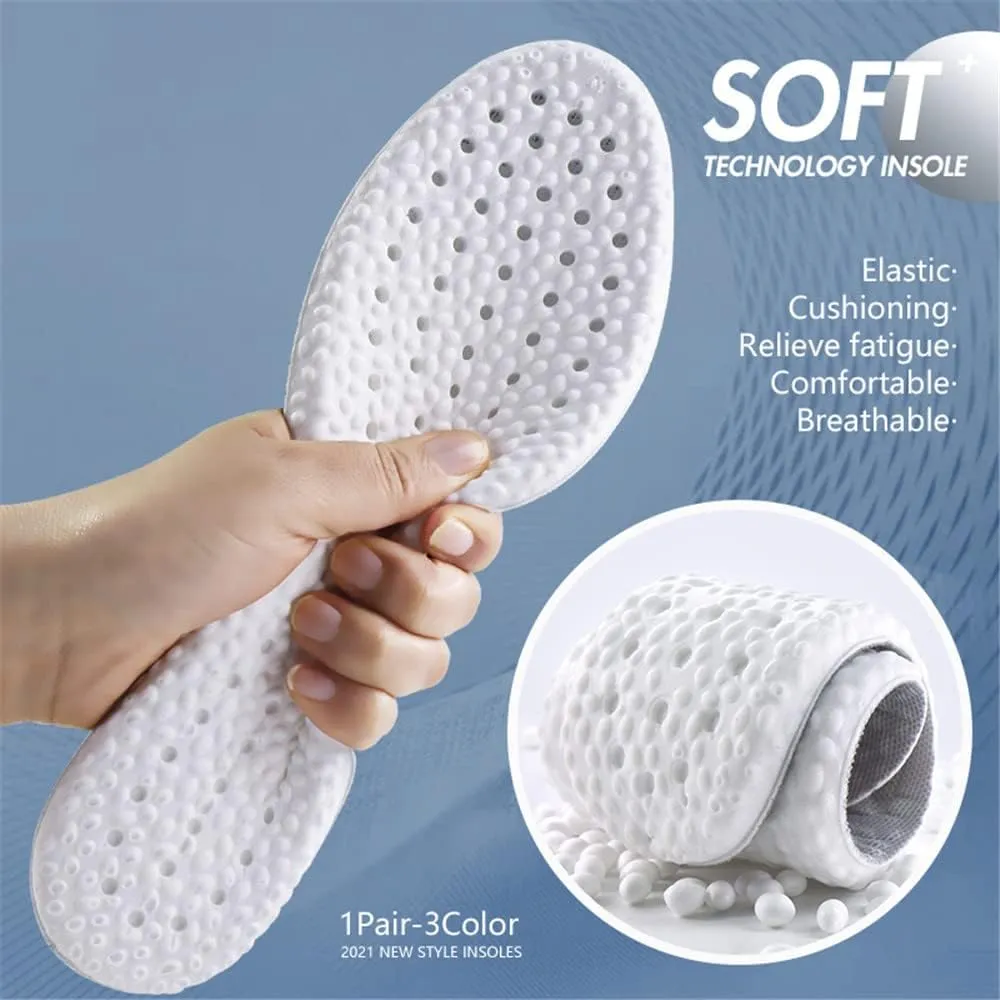 XINIFOOT 3 Pairs Shock Absorption Flexible Replacement Insoles PU Elastic Inserts - Relieve Foot Pain - Maximum Cushion Comfortable Insoles for (Men Gray)