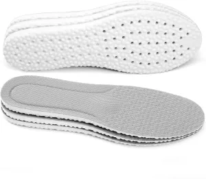 XINIFOOT 3 Pairs Shock Absorption Flexible Replacement Insoles PU Elastic Inserts - Relieve Foot Pain - Maximum Cushion Comfortable Insoles for (Men Gray)